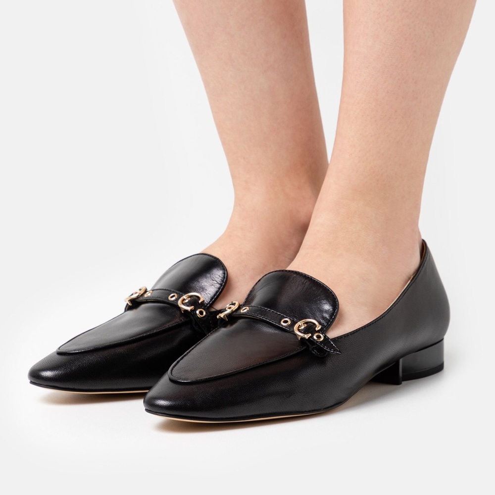 Coach Isabel Leather Horse Bit Loafers Black